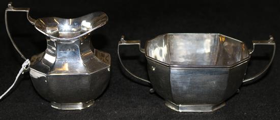 Silver cream and sugar bowl